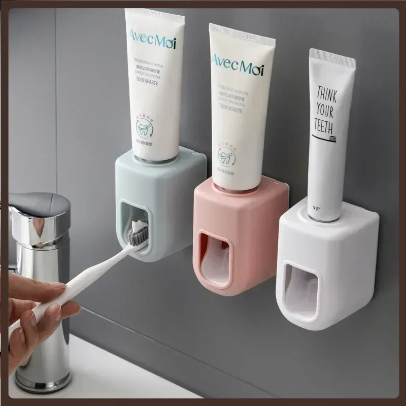 Creative Wall Mount Automatic Toothpaste Dispenser Bathroom Accessories Waterproof Lazy Toothpaste Squeezer Toothbrush Holder