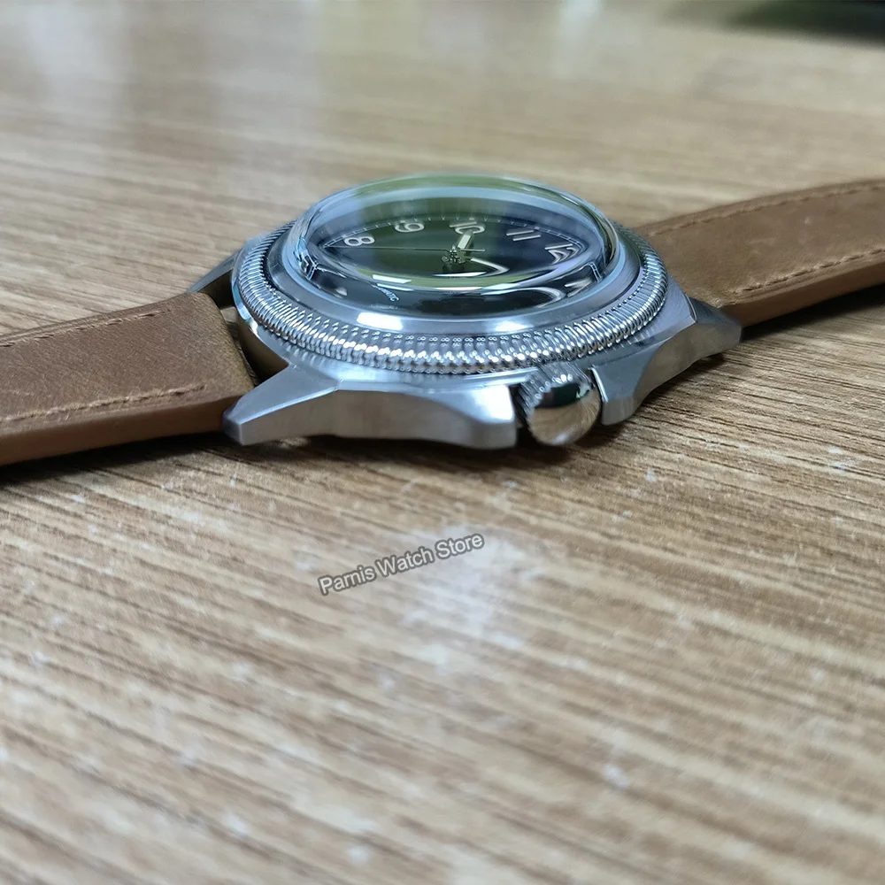 Parhéritage-Montre Mécanique existent avec Bracelet en Cuir pour Homme, Horloge Étanche avec Cadran Vert, 41mm, Nouveau, 2024