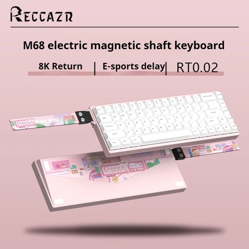 Reccazr M68 Magnetic Axis Keyboard Wired Full Key Hot Swappable Rgb Light Ajustable Key Range 0.02rt 8k Return Gaming Keyboard