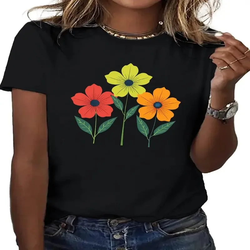 Winter Fall Sweatshirt Women Plus Size Clothes Female Oversize Vibrant Floral Print Machine Washable Fashionable Pure Cotton