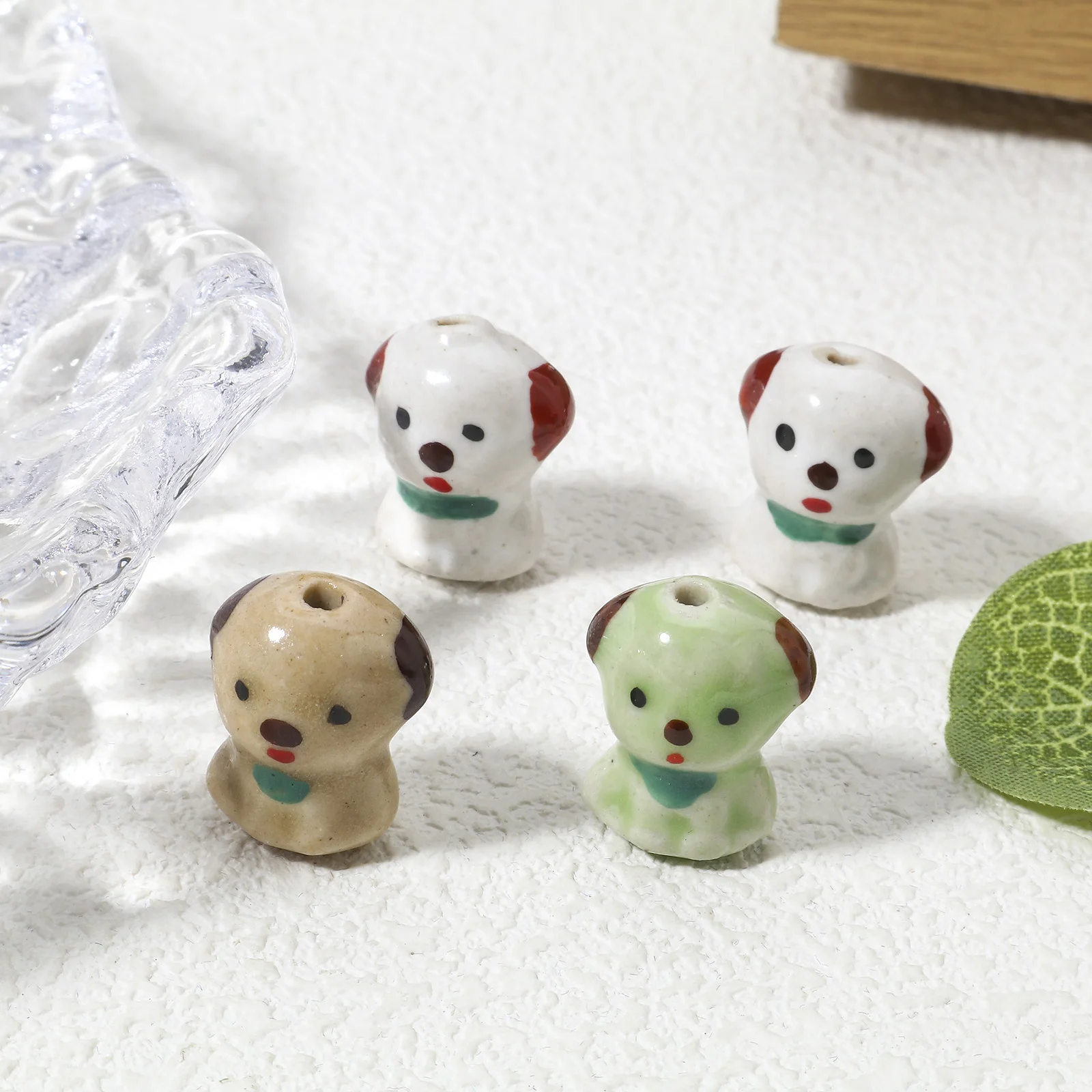 5 PCs Ceramic 3D Dog Beads For DIY Charm Jewelry Making Dog Animal Multicolor Cute Besds 19mm x 15mm, Hole: Approx 1.8mm