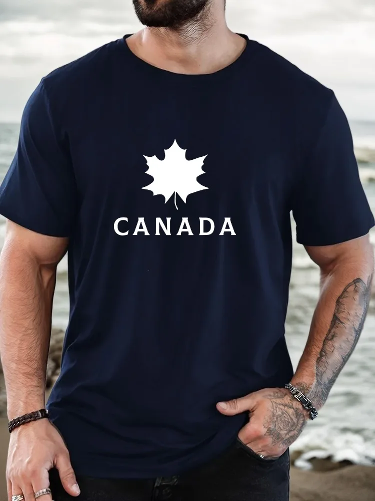 Mens Round Neck Tee Canada Maple Leaf National Graphic Soft Cotton Short Sleeve Holiday Outdoor Casual Summer Daily Basic Top