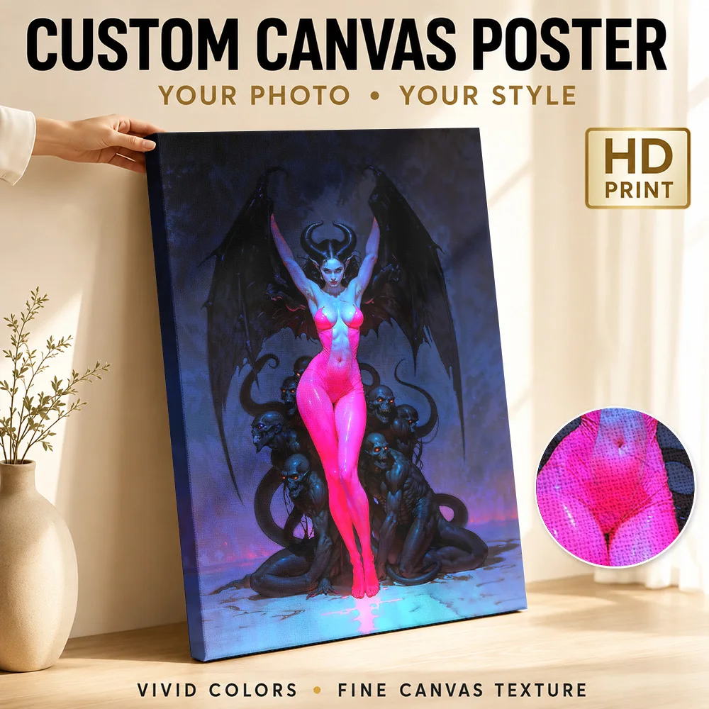Queen Lilith Canvas Painting Poster Personalized Gothic Horror Canvas Wall Art for Game Room Decor Ready to Hang Gift for Fans