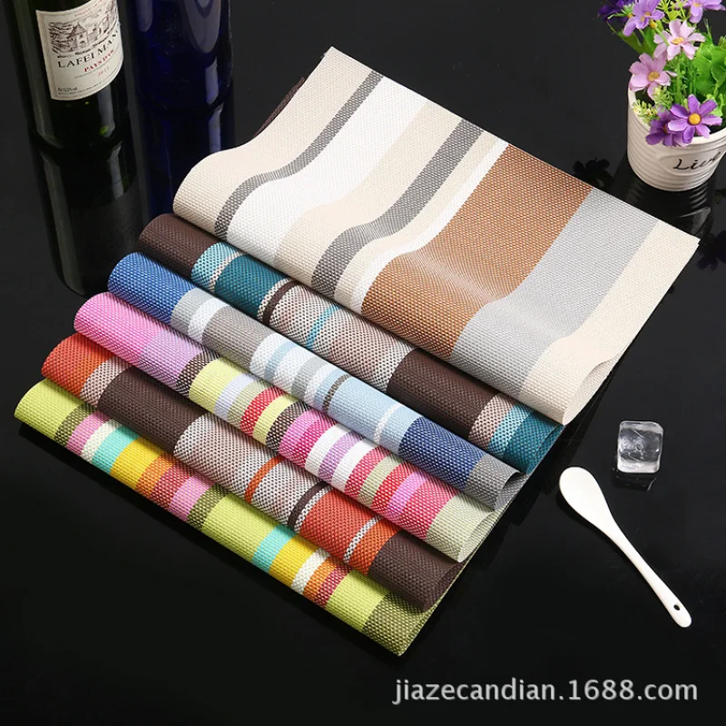 Jiaze PlacematpvcWestern-Style Placemat Teslin Horizontal Stripes Heat Proof Mat Hotel Family Wash-Free Non-Slip Mat Cross-Borde