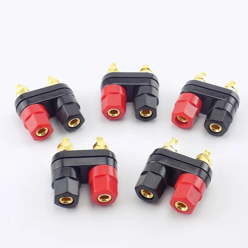 4mm Couple Terminals Plug Jack Socket Dual Banana Plugs Binding Post Red Black Connector Amplifier Speaker DIY Adapter L19