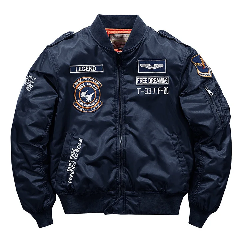 

Winter Hip Hop Thick Warm Jacket Men High Quality Military Motorcycle Ma-1 Aviator Pilot Coats Male Baseball Bomber Jacket