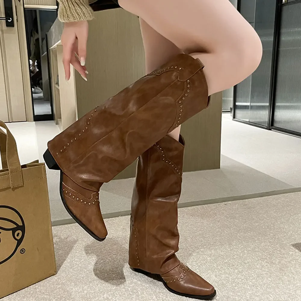 

Высокие сапоги-трубы в стиле Maillard, женские, черные, новые, высококачественные, в винтажном стиле Wasteland, со съемными элементами до колена