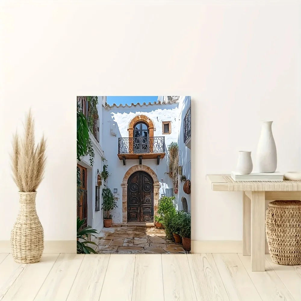 2D Flat, 2D Flat Painting 1pc Wooden Framed Canvas | Posters & Prints | Framed Mediterranean Algeria Street Scene Wall Art Al