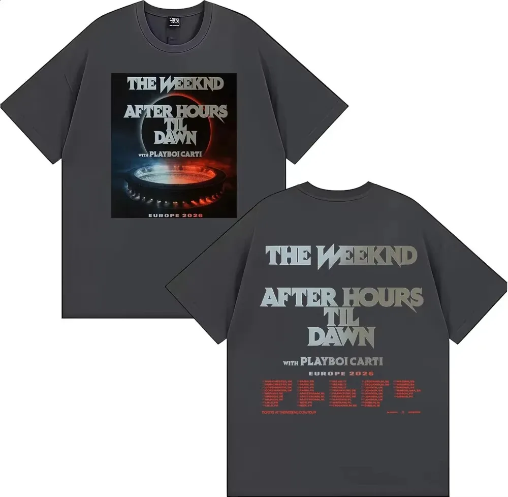 2026 The Weeknd After Hours Til Dawn with Playboi Carti Europe Shows Schedule Dates Two Sided T-Shirt Oversize Men Women Clothes
