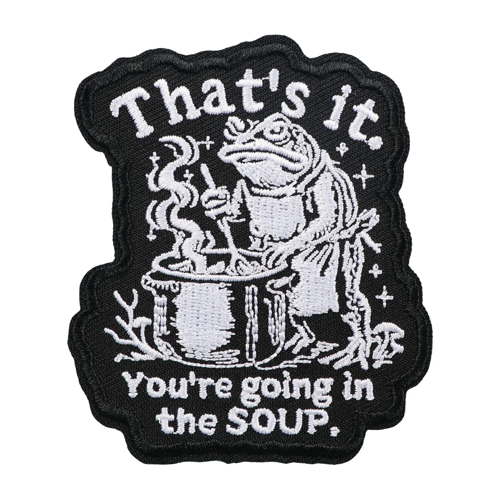 1 piece Boiling Frog Embroidery Iron-On Patch, suitable for clothes, hats, bags, dog collars, vests, helmets, etc., DIY gift.