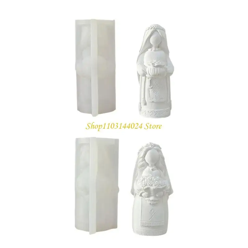 N5KE Bride قالب سيليكون قوالب مشروع سيليكون قوالب صنع الشموع مثالية لصناعة صابون الشموع وفنون الفوندان