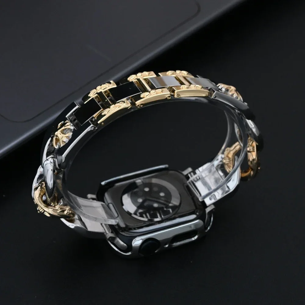 Luxury Stainless Steel Case+Band For Apple Watch Ultra 2 49mm 9 8 7 42mm 44 45mm Women Bracelet For IWatch6 5 4 se 3 40 41 38mm