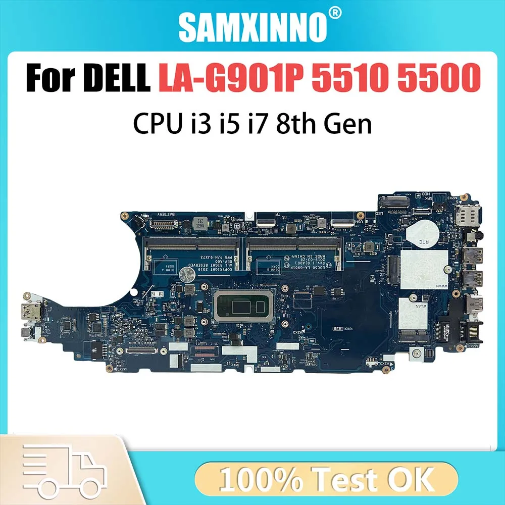 

Laptop Mainboard For DELL Latitude 5510 5500 Laptop 0J16NW 0F25W9 0F9GJ4 LA-G901P Computer Motherboard i3 i5 i7 8th Gen CPU