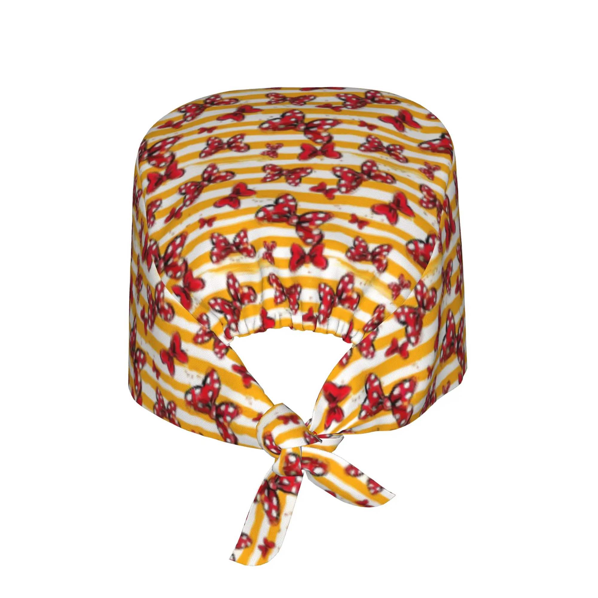 Mouse Bows Yellow Stripes  WorkCap Work Working Cap Adgusted Fashion Printed Multi-Scenario