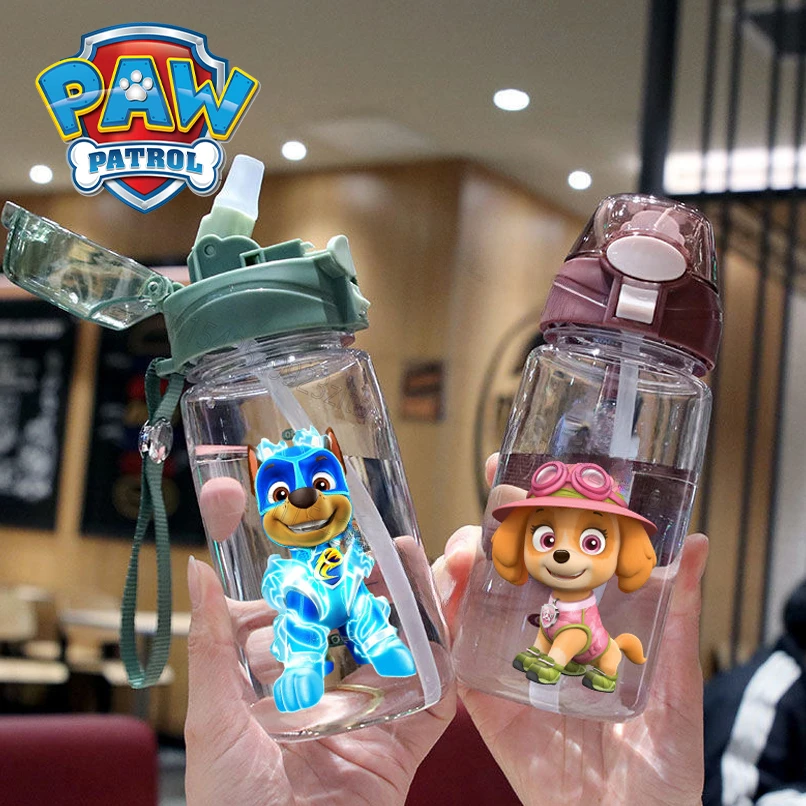 Paw Patrol Children\'s Water Sippy Cup 550ML Creative Cartoon Kids Cups with Straws Leakproof Water Bottles Outdoor Supplies