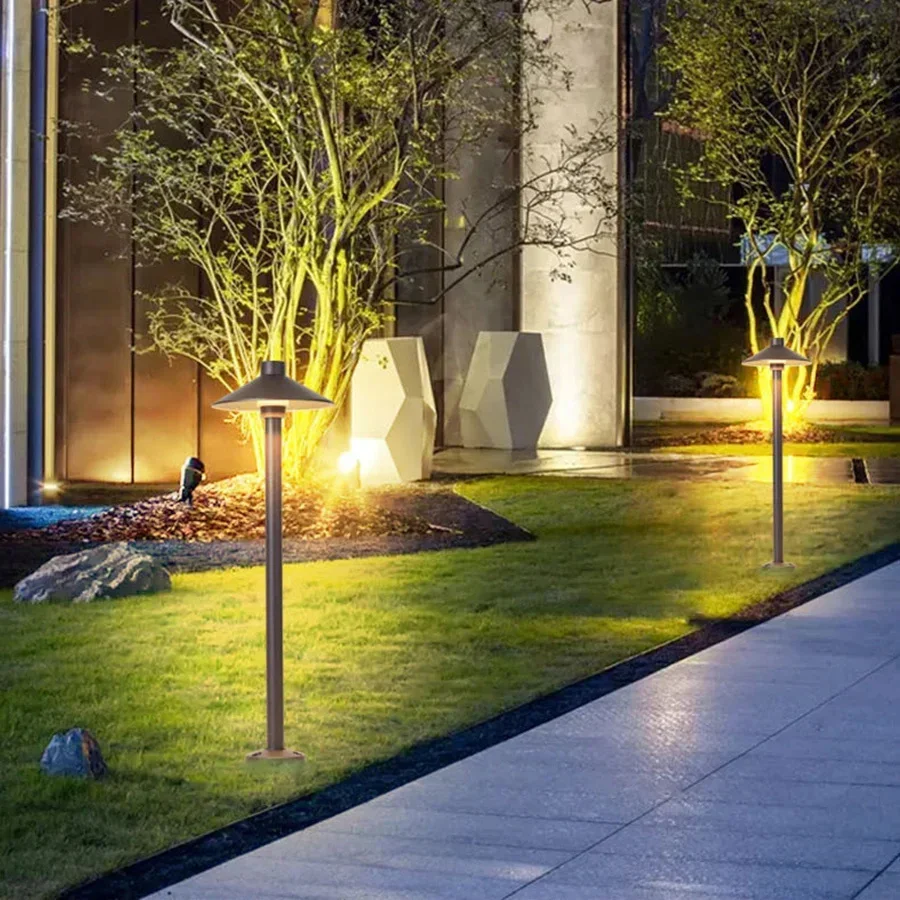 Waterproof Mushroom LED Lawn Light Outdoor Landscape Pathway Post Lamps With Insert Aluminum Villa Pole Pillar Lamps