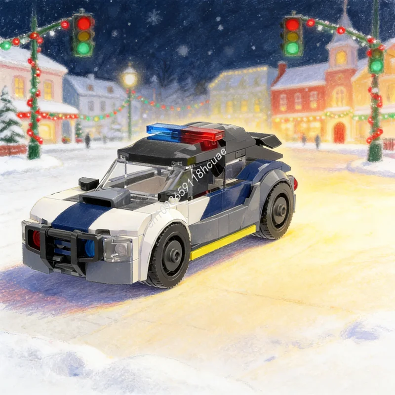 

153pcs MOC City Police Patrol Car Model Building Blocks Architecture Christmas Gift Assemble DIY Toy Creative Education Idea