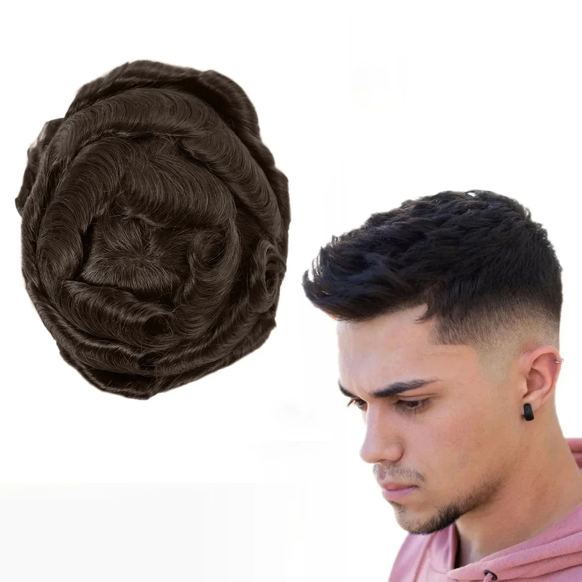 Q6 Lace Toupee Men Europe Human Hair Male Wig Swiss Lace Front Men Hair Replacement System Unit Man Wig Natural Hair Prosthesis