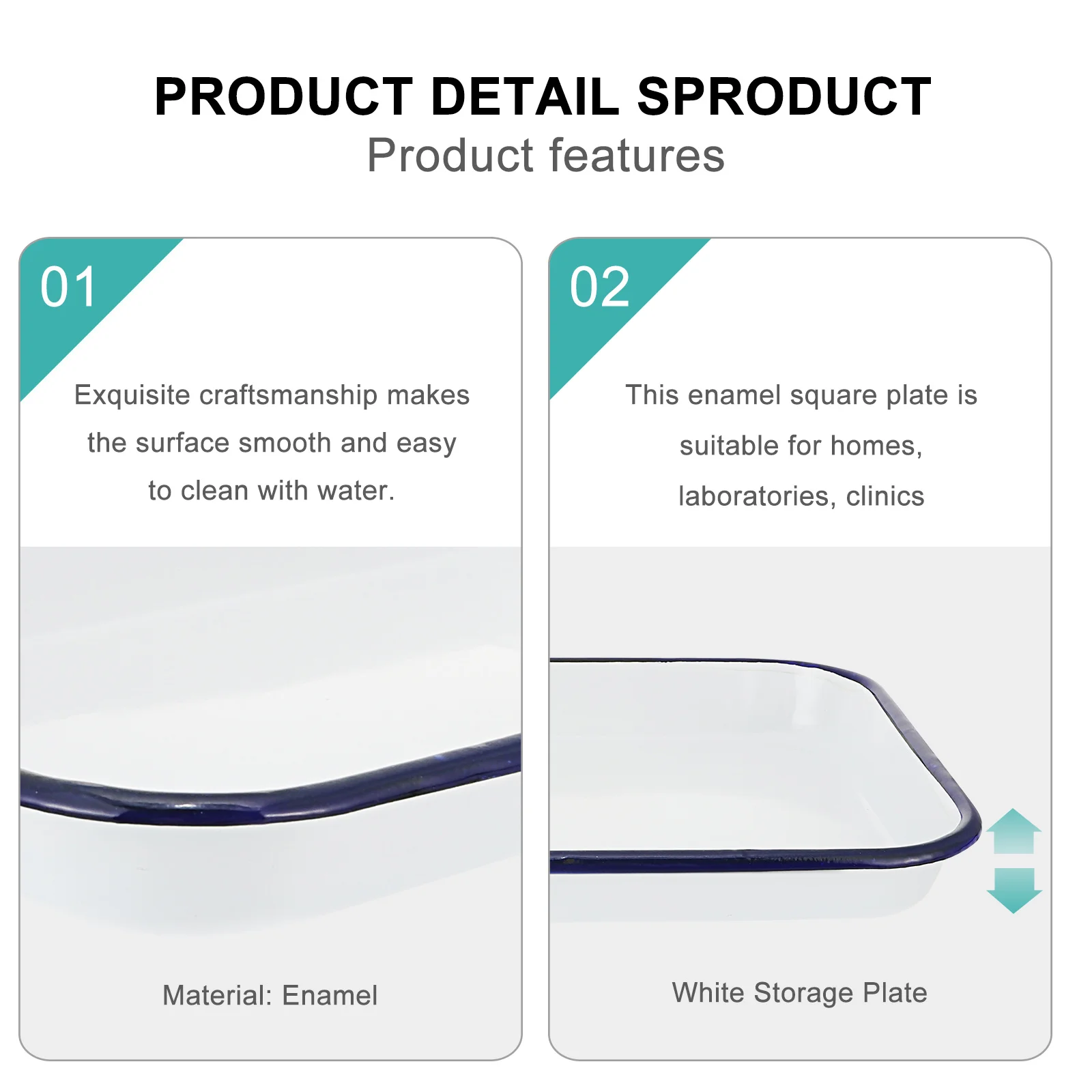 

1Pcs Sterilized Enamel Laboratory Tray White Square Plate Large Capacity Storage Practical Durable Smooth Surface