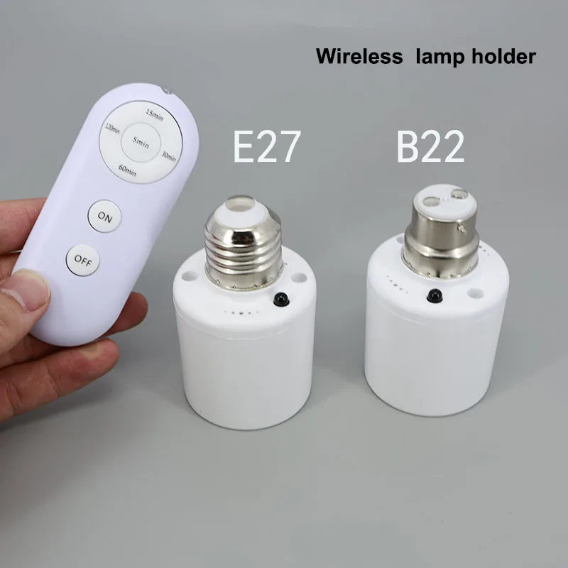 E27 or B22 Remote Control Light Bulb Base  Lamp Holder wall Socket Smart Timer Switch Wireless 8mAC 110V 220V ON Off - view 2
