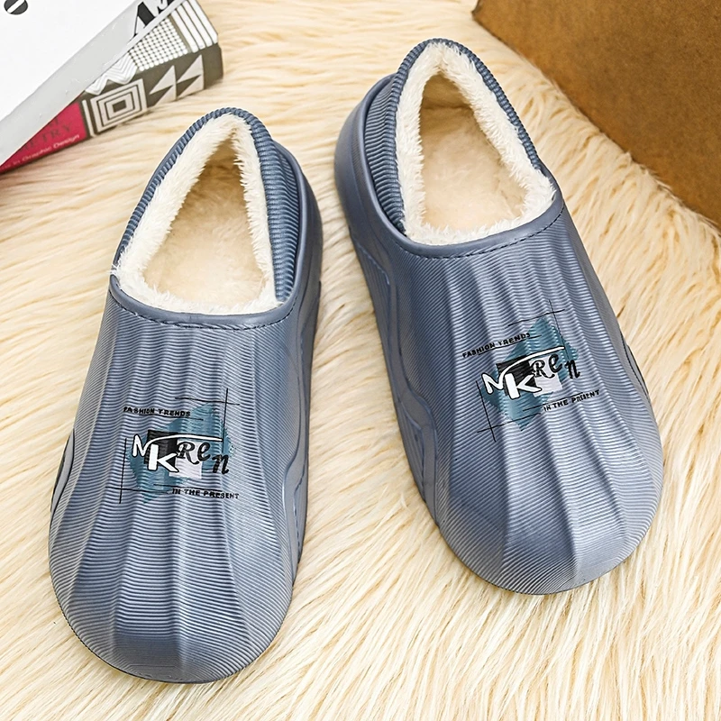 Winter Men's Cotton Slippers Fur Warm Boots Outdoor Indoor Shoes Male Comfortable House Bedroom Plush Warm Slippers Big Size