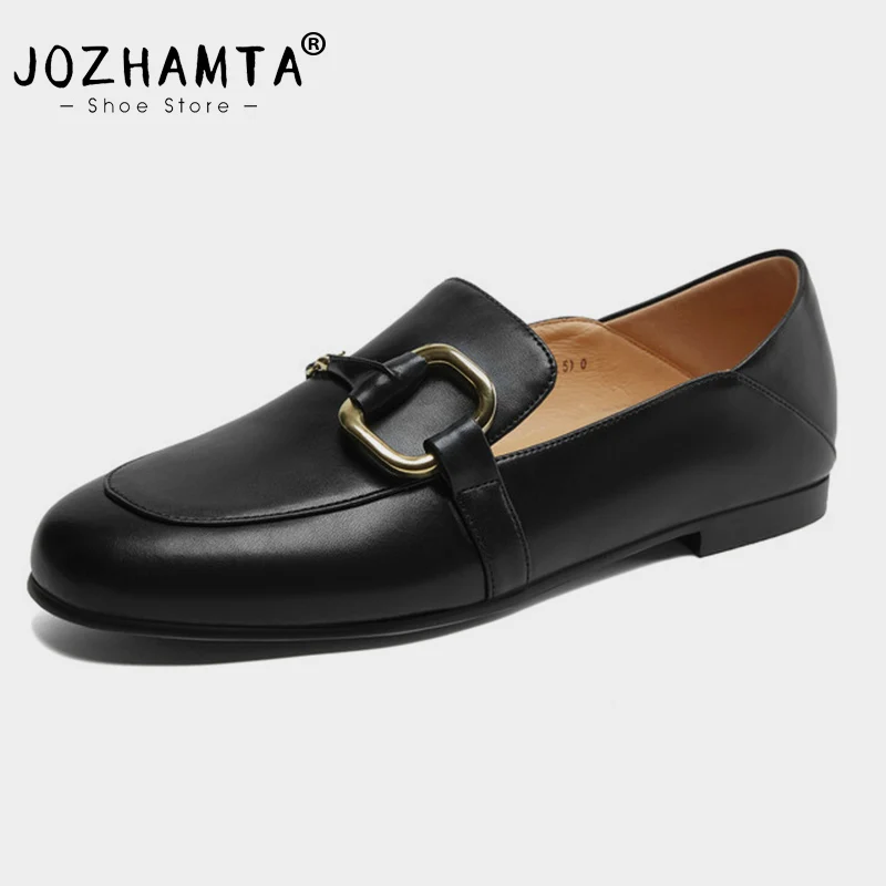 

JOZHAMTA Size 33-40 2025 Ins Women Loafers Real Leather Soft Flats Shoes For Woman Ballet Low Heels Casual Daily Office Lady