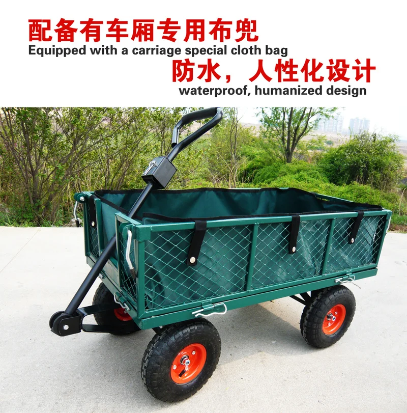 Gardening Trolleys Foldable Hand Cart Luggage Portable Four Wheel Folding  Mesh Net Trailer Push Truck Household Flat Trolley