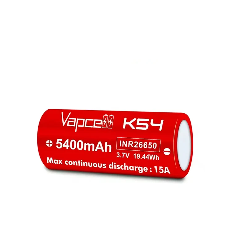 Vapcell original 26650 k54 bateria 5400mah baterias de lítio recarregáveis de alta capacidade de potência 15a 3.7v para ferramentas elétricas brinquedos