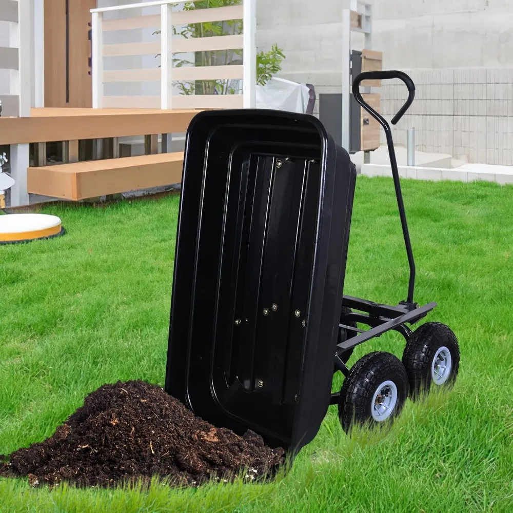 รถเข็นสวนแบบมีล้อลม รับน้ำหนักได้ 600 ปอนด์ พร้อมที่จับแบบหมุนได้ สำหรับงานสวนและกิจกรรมกลางแจ้ง