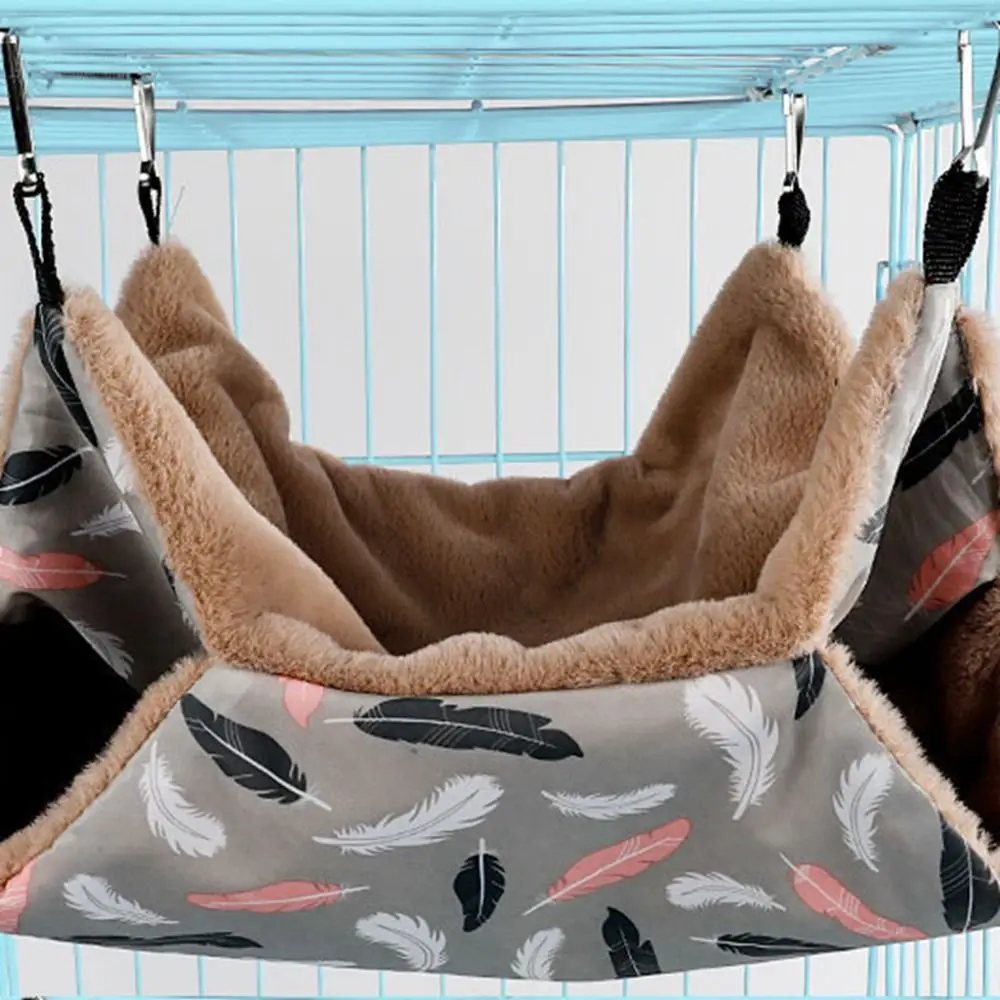 Soft Winter Hamster Hammock Comfortable Flannel Small Pet Warm Hammock Warm Two-layer Squirrel Hanging Cage House Winter