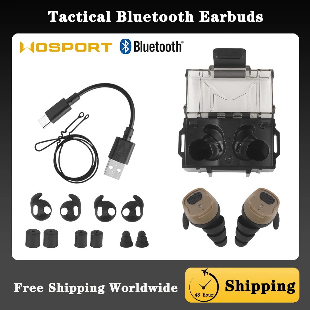 Tactical Bluetooth 5.3 Interconnect Headset，Electronic Sound Pickup&Noise Reduction,Hearing Protective Earplugs TYPE-C Charging