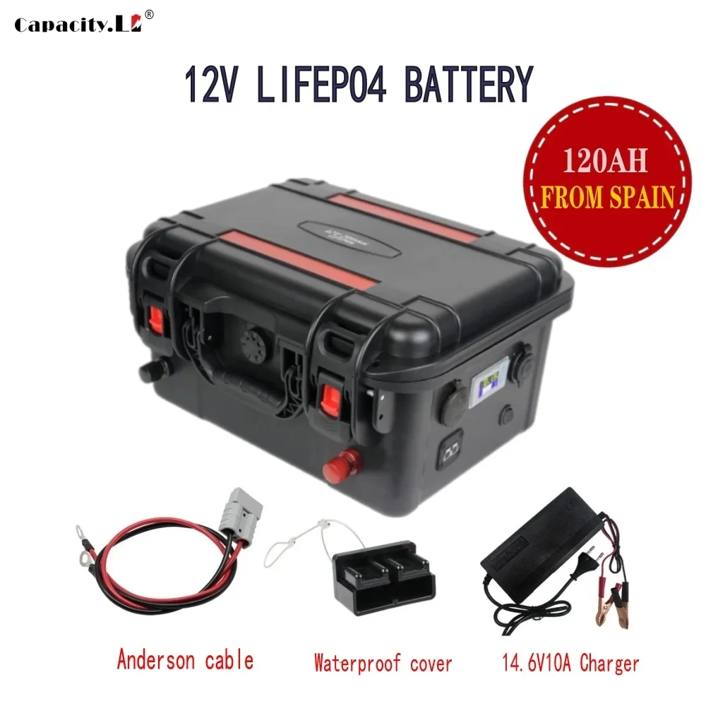 New 12V100Ah 120Ah LiFePo4 Battery Pack with PD USB BMS Lithium Iron Phosphate Backup Battery for Solar Boat Caravan Anderson