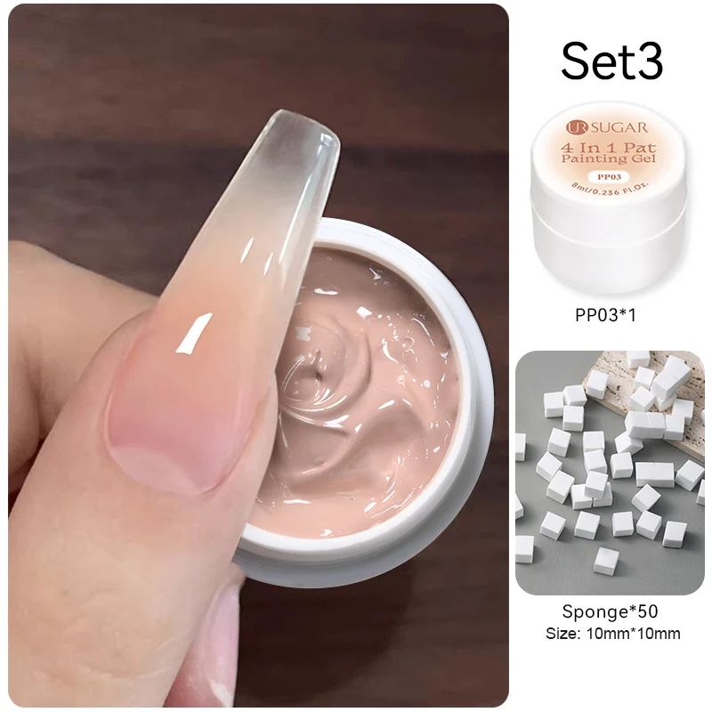 UR SUGAR 1/2 Stück Weißes Pat Painting Gel Nagellack 4-in-1 Gradient French Cover Edge Lines Nagelstempelmuster Nagel-DIY-Pattin
