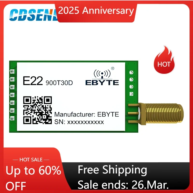 915Mhz Lora Module 868Mhz Rf Lange Afstand 10Km 30dbm Cdsenet E22-900T30D SMA-K Interface Draadloze Transceiver Ontvanger