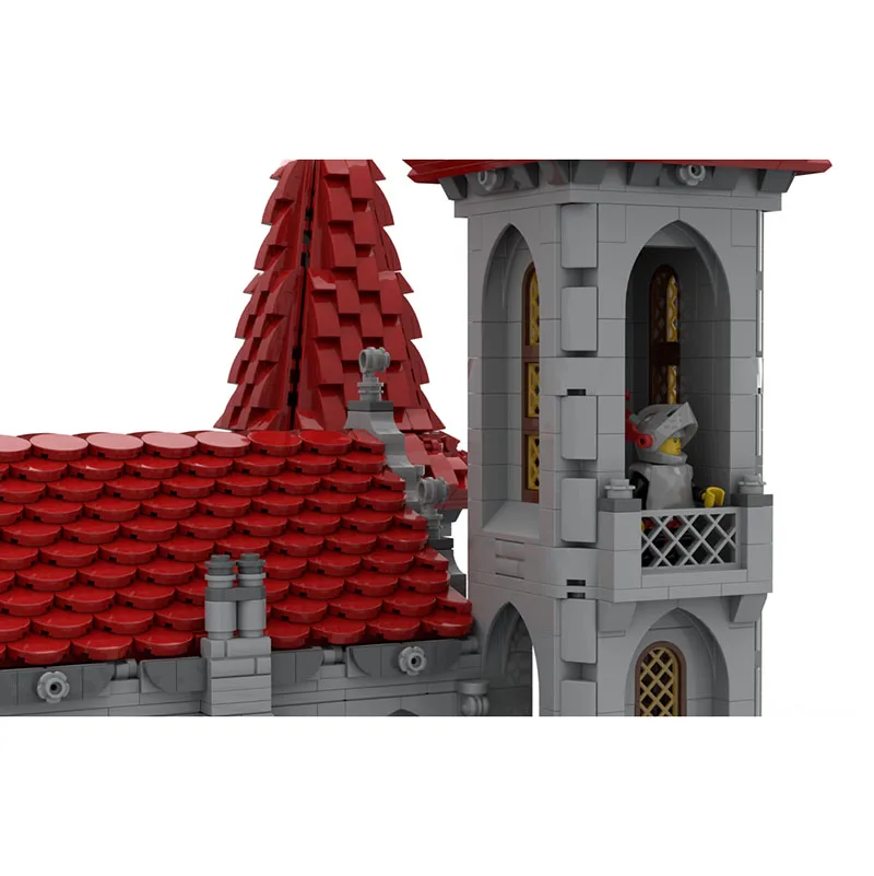 Moc blocos de construção arquitetura medieval modelo cavaleiro preto rosa castelo modular blocos de construção festival presente brinquedo diy conjunto