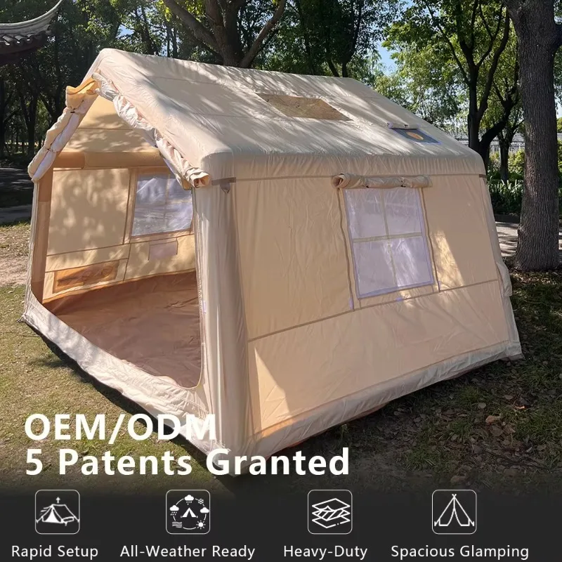 Multi Persons Camping Tent Waterproof Inflatable House Air Big Tent Outdoor Inflatable Camping Luxury Tent with Stove Hole
