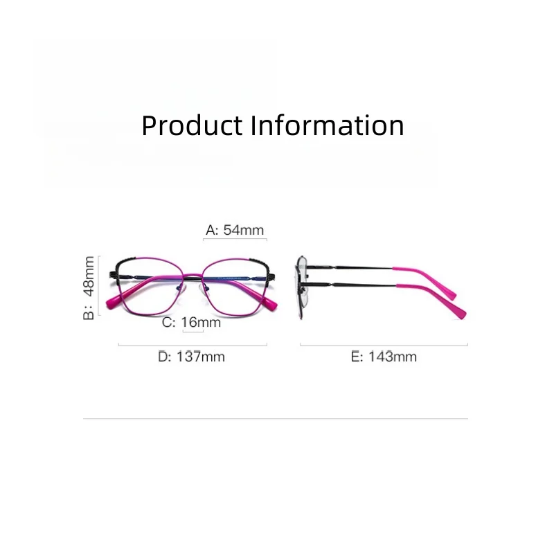 Metal Anti-blue Light Ladies Cat-eye Glasses Frame Ultra-light Fashion Spring Hinge Optical Prescription Eyeglass women 3014