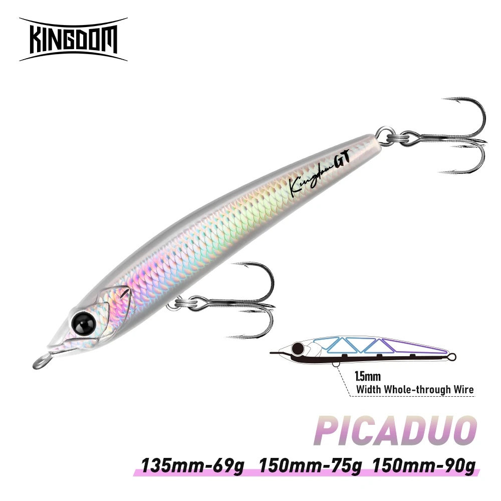 Kingdom GT Picaduo Sinking Pencil Lure 49g 69g 75g 90g Künstlicher Hartköder mit Dreifachhaken für Großwild-Stickbait-Angeln auf Thunfisch im Meer