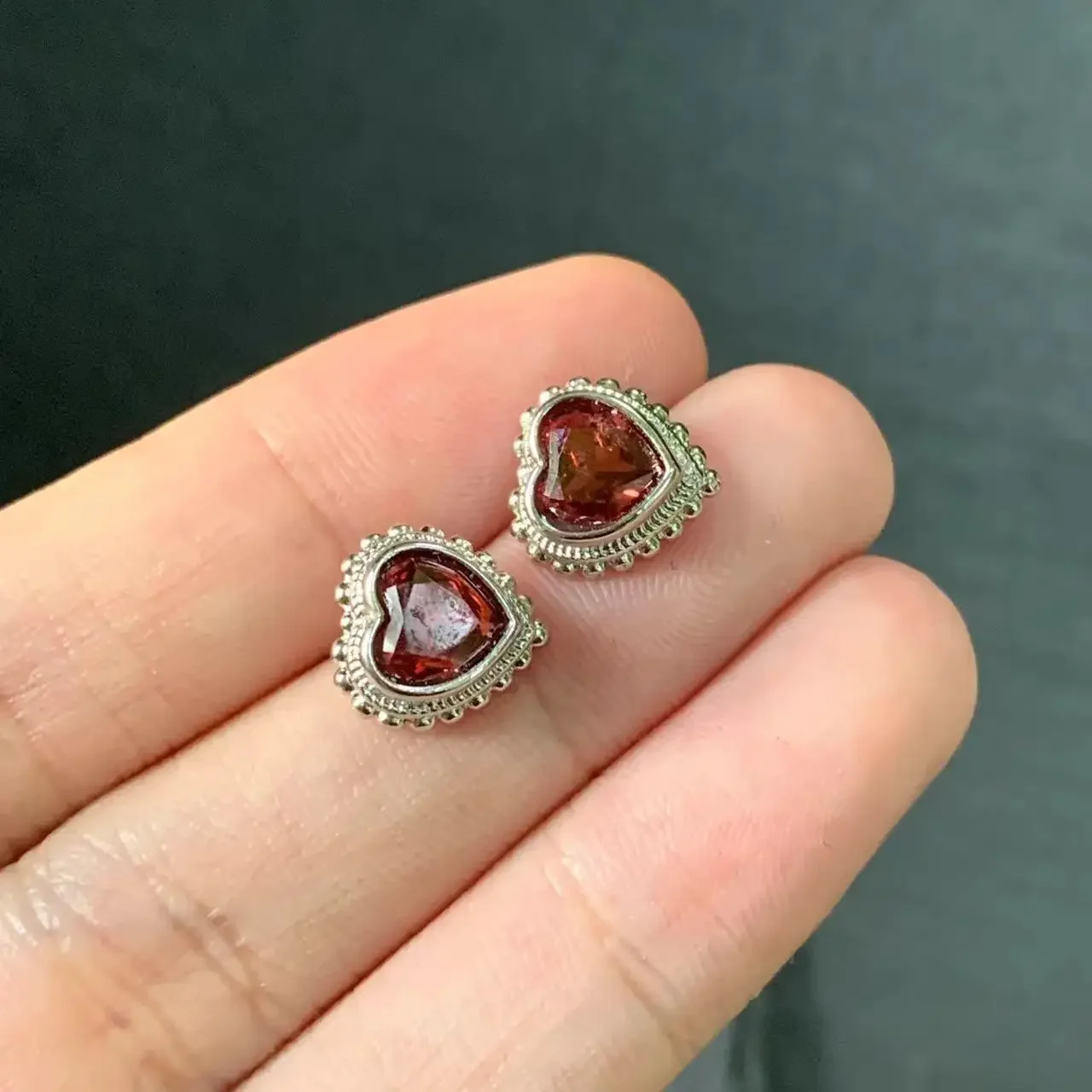 Natural Garnet 925 Sterling Silver Stud Earrings For Women Jewelry Gift Simple  Jewelry Green