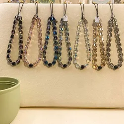 Cylindrical Glitter Crystal Lanyard Simple Everything Mobile Phone Case Lanyard Bracelet Bag Accessories Mobile Phone Chain