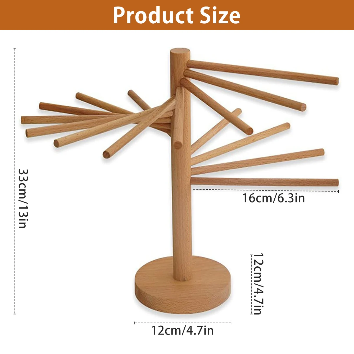 1 Pc Collapsible Pasta Drying Rack Wooden Spaghetti Stand Dryer with 16 Suspension Rods Homemade Fresh Noodle Hanger for Kitchen