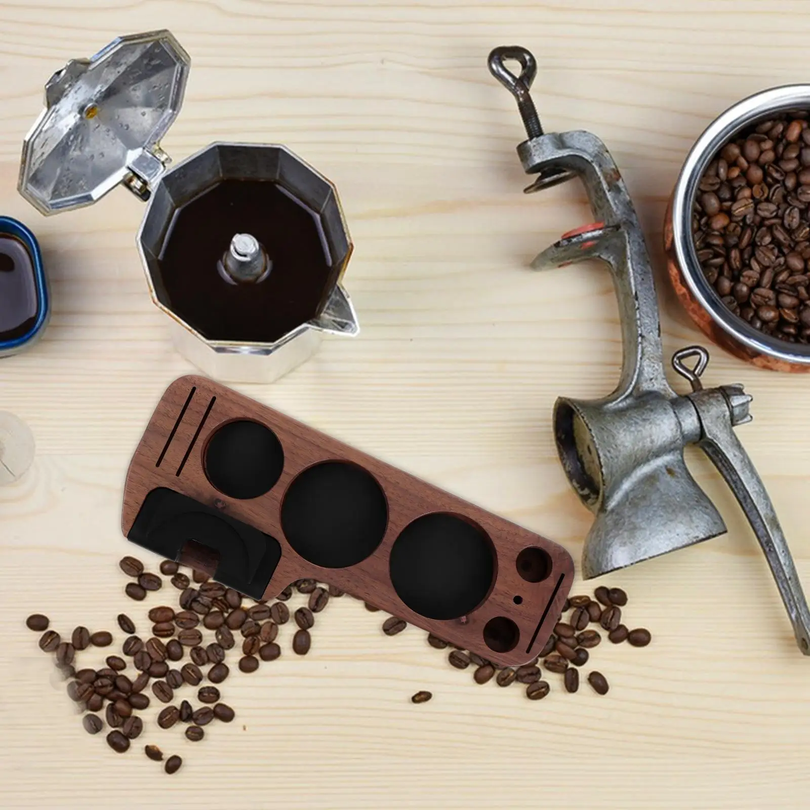 

Coffee Tamper Powder Storage Holder Wooden Tamping Station Espresso Stand Coffee Tools Accessories Practical Size