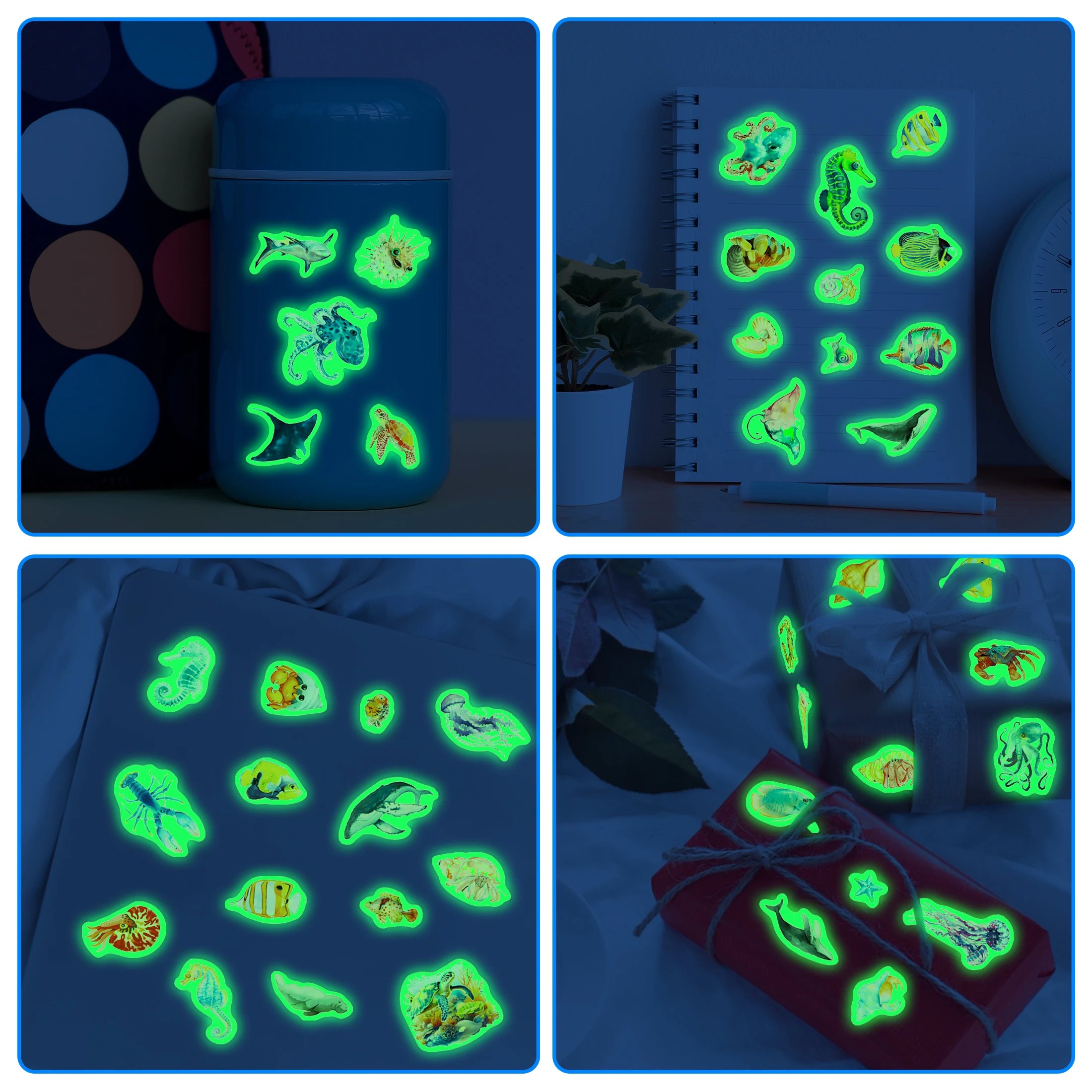ملصقات زجاجة مياه تتوهج في الظلام، 156 قطعة من ملصقات الفينيل المقاومة للماء لتزيين حافظة الهاتف على لوح التزلج #6