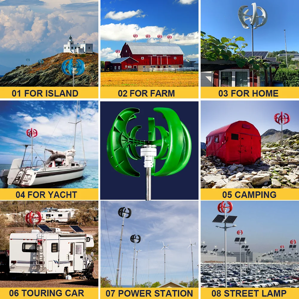 3KW Household Vertical Axis Wind Turbine Alternative Energy Generator 48V 3000W Windmills With MPPT Hybrid Controller