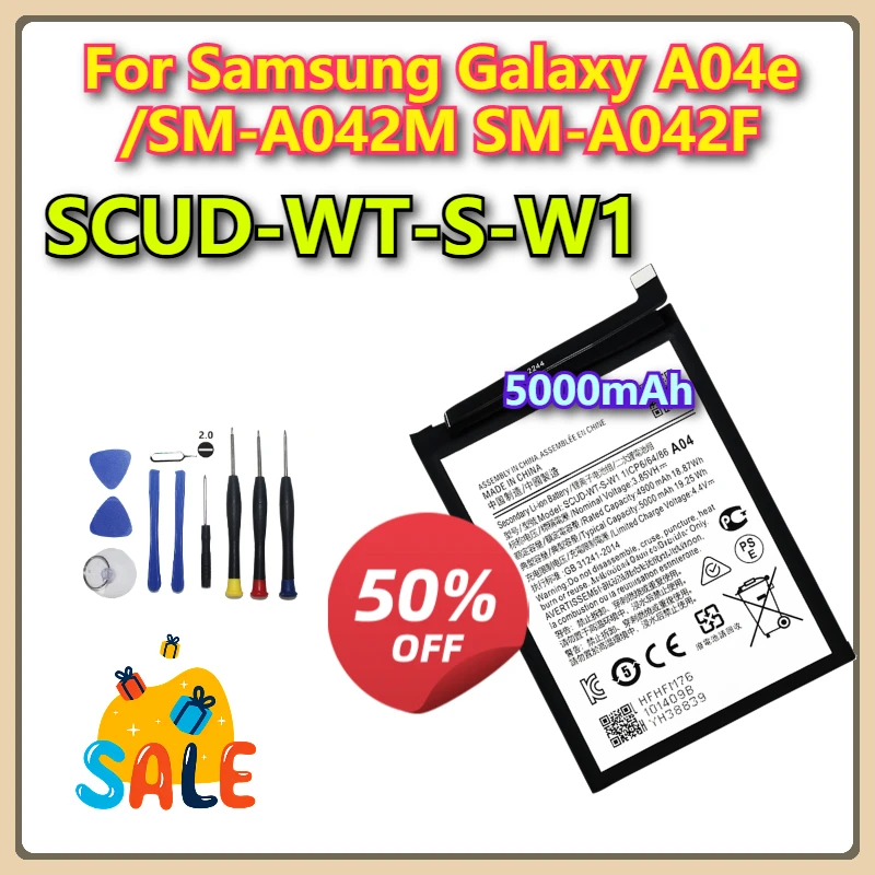 

SCUD-WT-S-W1 5000 мАч Совершенно новый аккумулятор для мобильного телефона Samsung Galaxy A04e/SM-A042M SM-A042F + инструменты