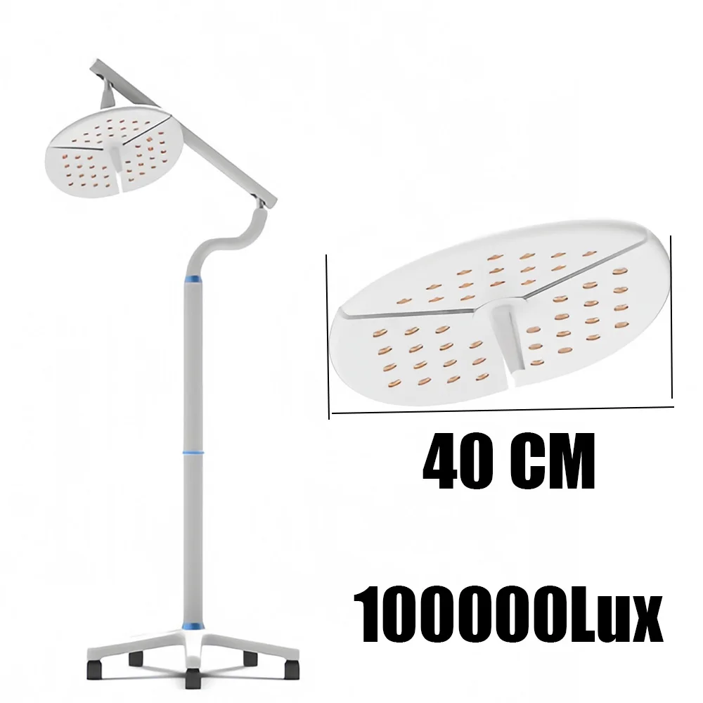 TDOUBEAUTY 60W Vertical LED Surgical Shadowless Light | 100000Lux Brightness 40cm Lamp Head, CE Certified Exam Lamp for Dental