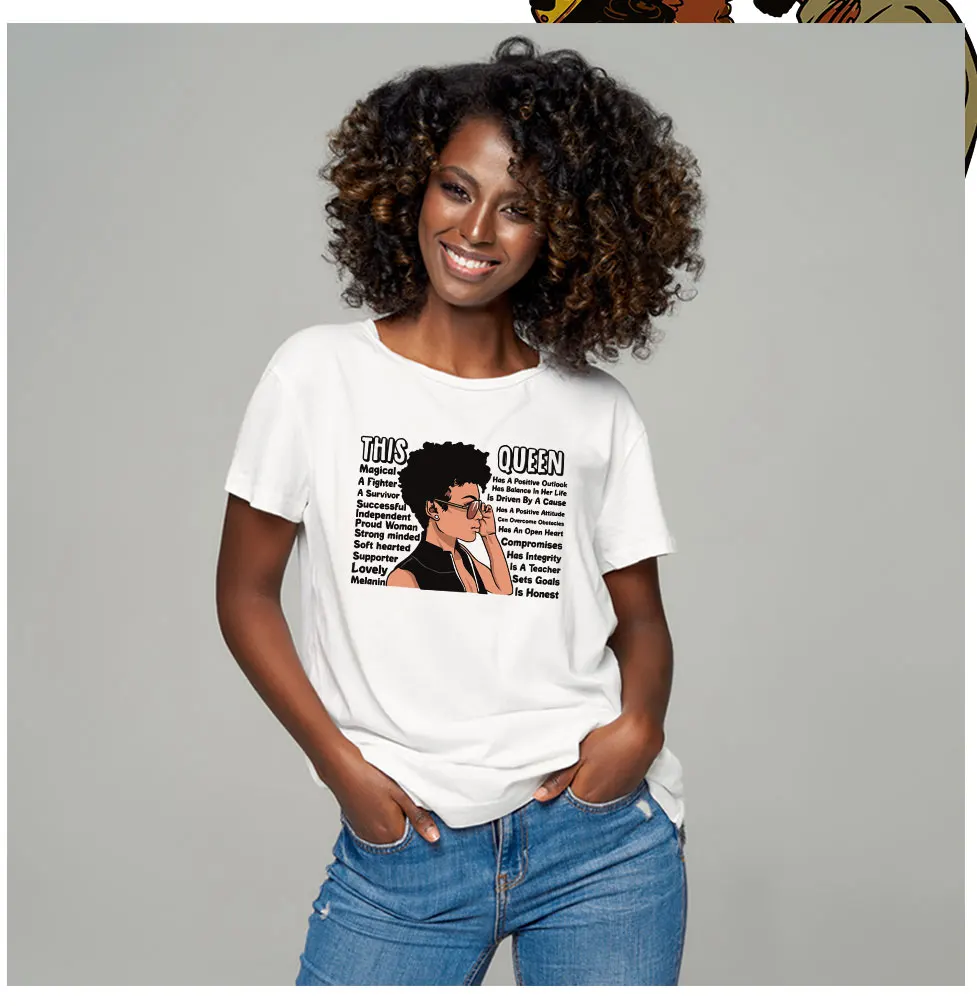 Trend Heat Transfer Black Queen Quotes Iron Stickers On Clothes Transfert Thermocollant T-shirt Bag Diy Patch Parches