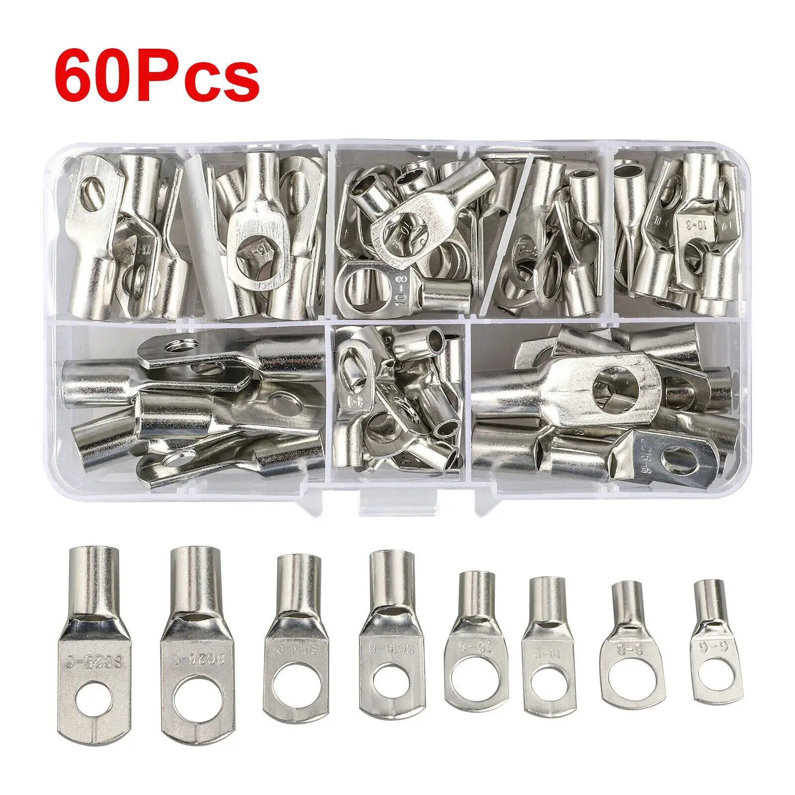 60PCS SC Terminals HX-50B Battery cable lug crimping tool wire crimper hand ratchet terminal crimp pliers for 6-50mm2 1-10AWG