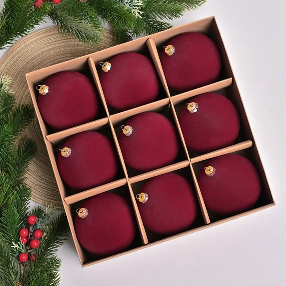 

10cm Velvet Christmas Ball Pendant Flocked Reusable Christmas Hanging Balls Shatterproof Xmas Tree Ornaments Home New Year Gifts