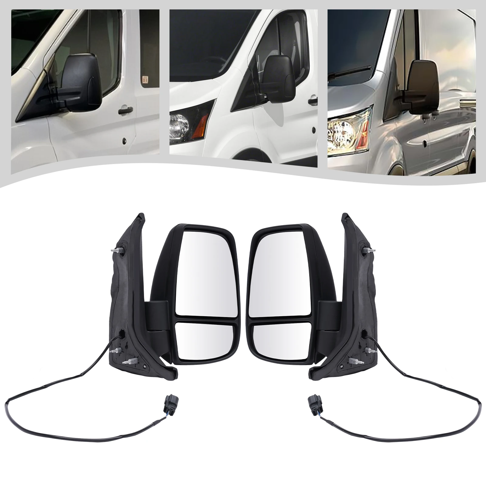 New Rear View Mirror Fits 2015-2022 Ford Transit Left and Right Side Rear View Mirrors Short Arm Black 150 250 350